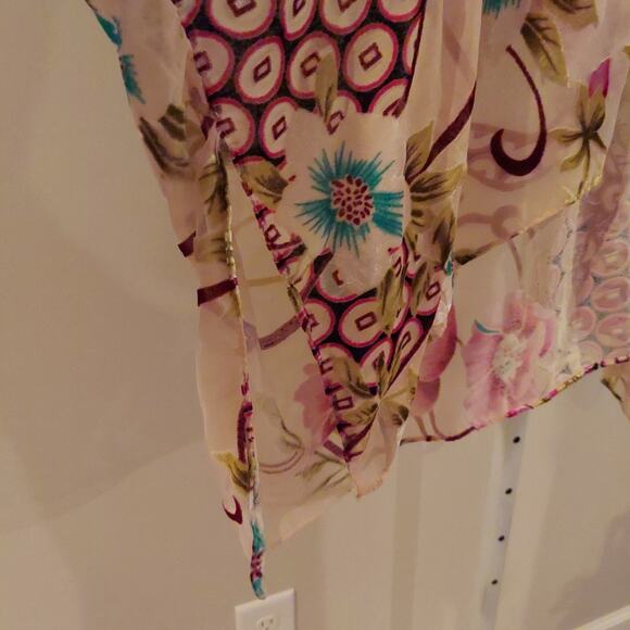 Velvet Burnout Kimono Top Floral Boho O/S Sheer - Picture 4 of 5
